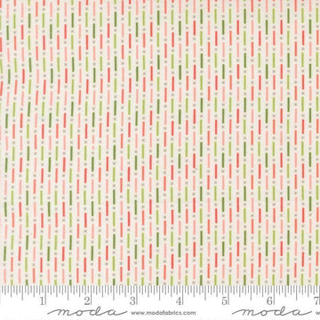 Image of Poinsettia and Pear Candy Stripe Cloud quilting cotton fabric by Sherri & Chelsi for Moda Fabrics. Features stripes on a white background. Cute Little Fabric Shop.