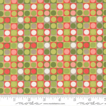 Image of Poinsettia and Pear Dots Evergreen quilting cotton fabric by Sherri & Chelsi for Moda Fabrics. Features polka dots on a green background. Cute Little Fabric Shop.