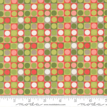 Image of Poinsettia and Pear Dots Evergreen quilting cotton fabric by Sherri & Chelsi for Moda Fabrics. Features polka dots on a green background. Cute Little Fabric Shop.