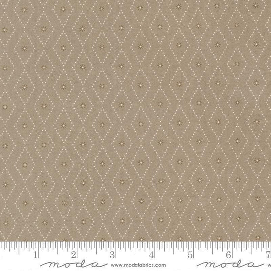 Image of Poinsettia and Pear Argyle Stone quilting cotton fabric by Sherri & Chelsi for Moda Fabrics. Features diamonds on a gray background. Cute Little Fabric Shop.