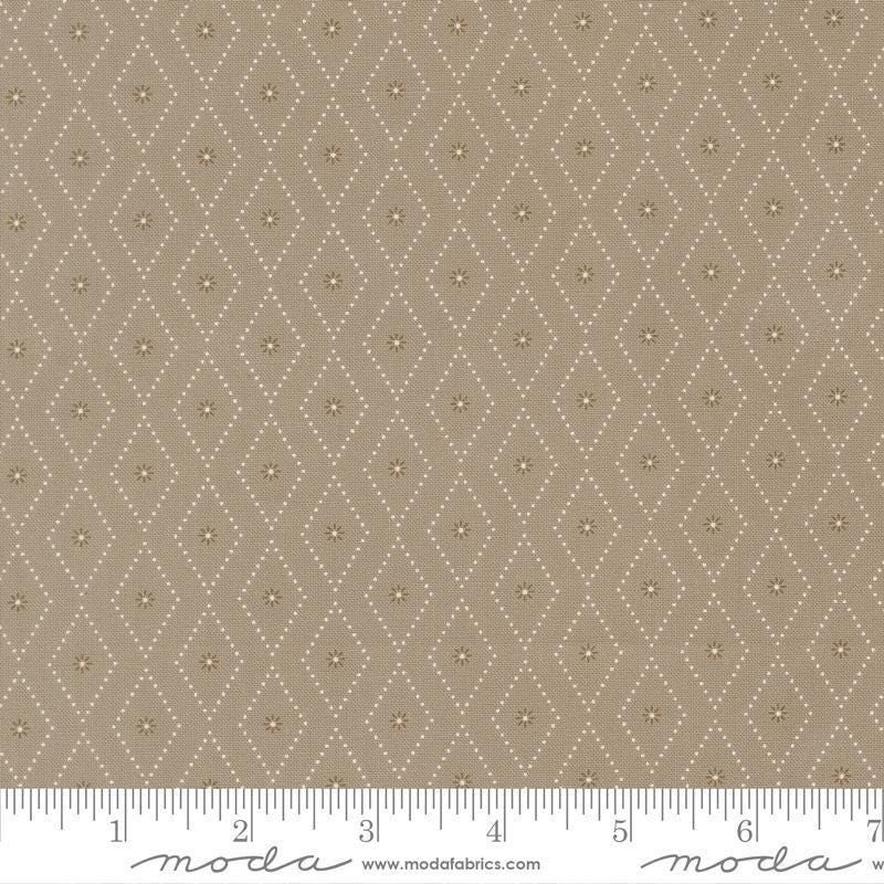 Image of Poinsettia and Pear Argyle Stone quilting cotton fabric by Sherri & Chelsi for Moda Fabrics. Features diamonds on a gray background. Cute Little Fabric Shop.