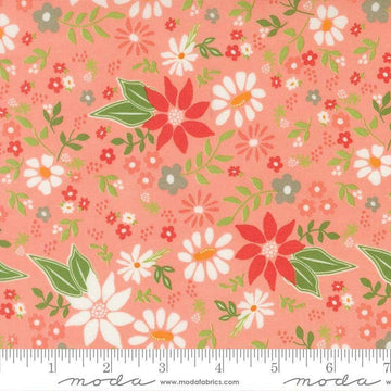 Image of Poinsettia and Pear Poinsettia Florals Carnation quilting cotton fabric by Sherri & Chelsi for Moda Fabrics. Features flowers on a pink background. Cute Little Fabric Shop.