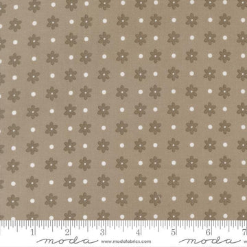 Image of Poinsettia and Pear Daisy Dot Stone quilting cotton fabric by Sherri & Chelsi for Moda Fabrics. Features flowers on a gray background. Cute Little Fabric Shop.