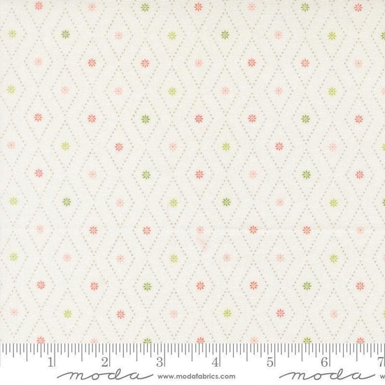 Image of Poinsettia and Pear Argyle Cloud quilting cotton fabric by Sherri & Chelsi for Moda Fabrics. Features diamonds on a white background. Cute Little Fabric Shop.