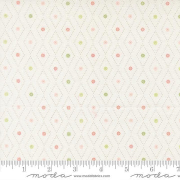 Image of Poinsettia and Pear Argyle Cloud quilting cotton fabric by Sherri & Chelsi for Moda Fabrics. Features diamonds on a white background. Cute Little Fabric Shop.