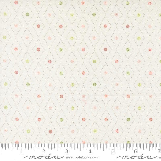 Image of Poinsettia and Pear Argyle Cloud quilting cotton fabric by Sherri & Chelsi for Moda Fabrics. Features diamonds on a white background. Cute Little Fabric Shop.