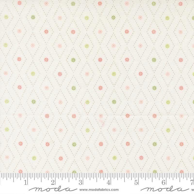 Image of Poinsettia and Pear Argyle Cloud quilting cotton fabric by Sherri & Chelsi for Moda Fabrics. Features diamonds on a white background. Cute Little Fabric Shop.