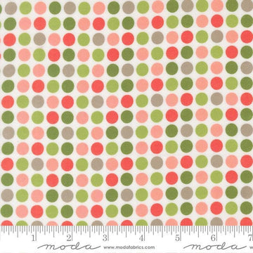 Image of Poinsettia and Pear Dots Cloud quilting cotton fabric by Sherri & Chelsi for Moda Fabrics. Features polka dots on a white background. Cute Little Fabric Shop.
