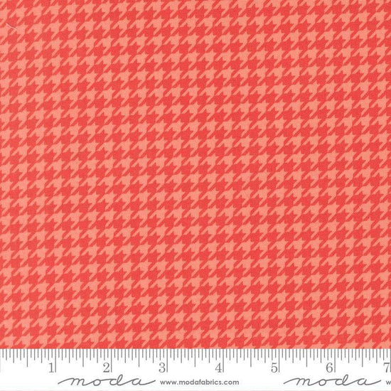 Image of Poinsettia and Pear Houndstooth Geranium quilting cotton fabric by Sherri & Chelsi for Moda Fabrics. Features houndstooth on a pink background. Cute Little Fabric Shop.