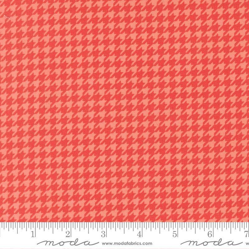 Image of Poinsettia and Pear Houndstooth Geranium quilting cotton fabric by Sherri & Chelsi for Moda Fabrics. Features houndstooth on a pink background. Cute Little Fabric Shop.