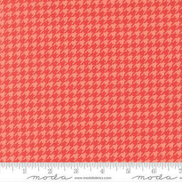 Image of Poinsettia and Pear Houndstooth Geranium quilting cotton fabric by Sherri & Chelsi for Moda Fabrics. Features houndstooth on a pink background. Cute Little Fabric Shop.