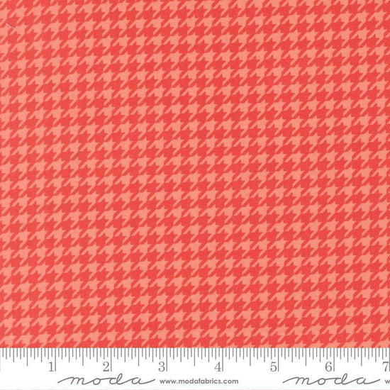 Image of Poinsettia and Pear Houndstooth Geranium quilting cotton fabric by Sherri & Chelsi for Moda Fabrics. Features houndstooth on a pink background. Cute Little Fabric Shop.