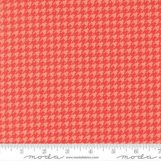 Image of Poinsettia and Pear Houndstooth Geranium quilting cotton fabric by Sherri & Chelsi for Moda Fabrics. Features houndstooth on a pink background. Cute Little Fabric Shop.