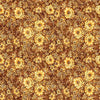 Image of Cedar & Sage Packed Floral Gold quilting cotton fabric by Morris Creative Group for QT Fabrics. Features flowers on a yellow background. Cute Little Fabric Shop.