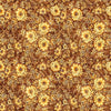 Image of Cedar & Sage Packed Floral Gold quilting cotton fabric by Morris Creative Group for QT Fabrics. Features flowers on a yellow background. Cute Little Fabric Shop.