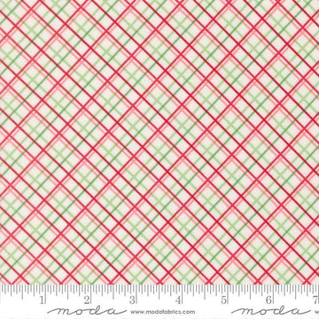 Image of Merrily on High Pretty Plaid Snow quilting cotton fabric by Sweetfire Road for Moda Fabrics. Features plaid on a white background. Cute Little Fabric Shop.