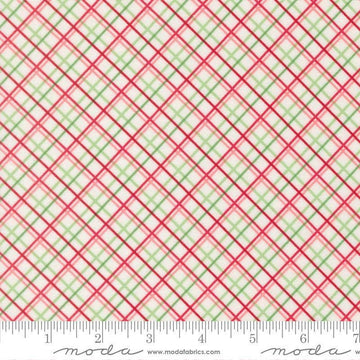 Image of Merrily on High Pretty Plaid Snow quilting cotton fabric by Sweetfire Road for Moda Fabrics. Features plaid on a white background. Cute Little Fabric Shop.