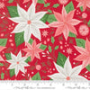 Image of Merrily on High Florals Christmas Red quilting cotton fabric by Sweetfire Road for Moda Fabrics. Features flowers on a red background. Cute Little Fabric Shop.