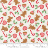 Image of Merrily on High Sweet Treats Snow quilting cotton fabric by Sweetfire Road for Moda Fabrics. Features christmas sugar treats on a white background. Cute Little Fabric Shop.