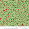 Image of Merrily on High Winter Berries Evergreen quilting cotton fabric by Sweetfire Road for Moda Fabrics. Features holly berries on a green background. Cute Little Fabric Shop.
