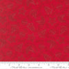 Image of Merrily on High Cookie Cutters Christmas Red quilting cotton fabric by Sweetfire Road for Moda Fabrics. Features tonal classic christmas cookie shapes on a red background. Cute Little Fabric Shop.