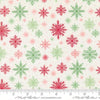 Image of Merrily on High Softly Snowing Snow quilting cotton fabric by Sweetfire Road for Moda Fabrics. Features snowflakes on a white background. Cute Little Fabric Shop.