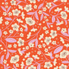 Image of Persimmon Blossoms Warm Red quilting cotton fabric by Rashida Coleman Hale of Ruby Star Society for Moda Fabrics. Features flowers on an orange background. Cute Little Fabric Shop.