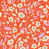 Image of Persimmon Blossoms Warm Red quilting cotton fabric by Rashida Coleman Hale of Ruby Star Society for Moda Fabrics. Features flowers on an orange background. Cute Little Fabric Shop.