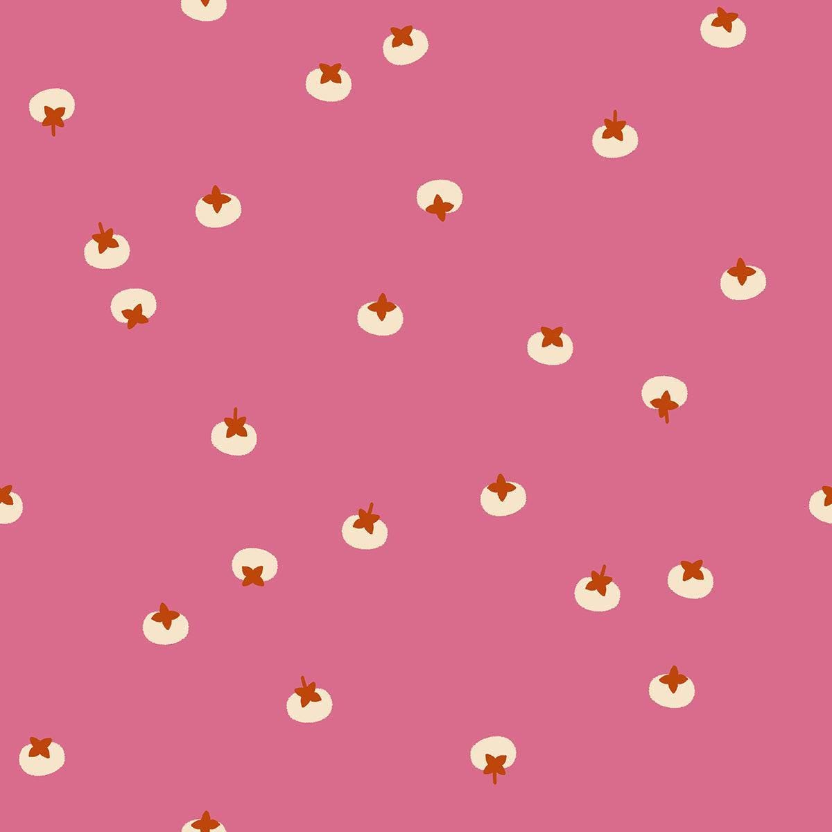 Image of Persimmon Persimmon Hibiscus quilting cotton fabric by Rashida Coleman Hale of Ruby Star Society for Moda Fabrics. Features fruit on a purple background. Cute Little Fabric Shop.