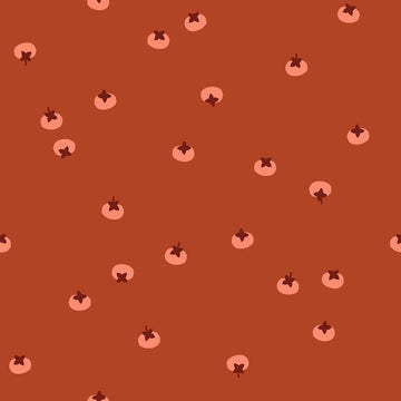 Image of Persimmon Persimmons Cayenne quilting cotton fabric by Rashida Coleman Hale of Ruby Star Society for Moda Fabrics. Features fruits on a red background. Cute Little Fabric Shop.