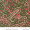 Image of Candlelight Christmas Plaza Paisley Holly quilting cotton fabric by 3 Sisters for Moda Fabrics. Features paisley on a green background. Cute Little Fabric Shop.