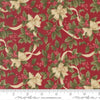 Image of Candlelight Christmas Christmas Bows Crimson quilting cotton fabric by 3 Sisters for Moda Fabrics. Features leaves on a red background. Cute Little Fabric Shop.