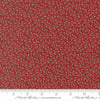Image of Candlelight Christmas Festive Crimson quilting cotton fabric by 3 Sisters for Moda Fabrics. Features leaves on a red background. Cute Little Fabric Shop.