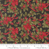 Image of Candlelight Christmas Christmas Bows Ebony quilting cotton fabric by 3 Sisters for Moda Fabrics. Features leaves on a black background. Cute Little Fabric Shop.