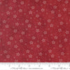 Image of Candlelight Christmas Festive Flurries Crimson quilting cotton fabric by 3 Sisters for Moda Fabrics. Features snowflakes on a red background. Cute Little Fabric Shop.