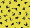 Image of Freaky Familiars Spider Sense Citron quilting cotton fabric by Ruby Star Society for Moda Fabrics. Features spiders on a yellow background. Cute Little Fabric Shop.