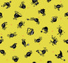 Image of Freaky Familiars Spider Sense Citron quilting cotton fabric by Ruby Star Society for Moda Fabrics. Features spiders on a yellow background. Cute Little Fabric Shop.