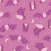 Image of Freaky Familiars Fat Bats Heliotrope quilting cotton fabric by Ruby Star Society for Moda Fabrics. Features bats on a purple background. Cute Little Fabric Shop.