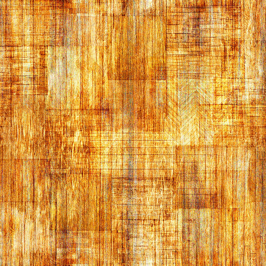 Image of Into The Woods Wood Texture Honey quilting cotton fabric by Morris Creative Group for QT Fabrics. Features printed wood texture on a yellow background. Cute Little Fabric Shop.