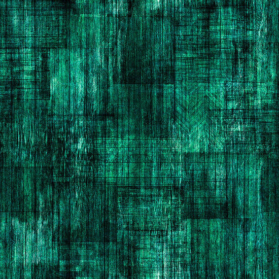 Image of Into The Woods Wood Texture Spruce quilting cotton fabric by Morris Creative Group for QT Fabrics. Features printed wood texture on a green background. Cute Little Fabric Shop.