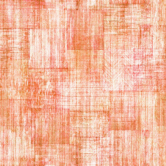 Image of Into The Woods Wood Texture Salmon quilting cotton fabric by Morris Creative Group for QT Fabrics. Features printed wood texture on an orange background. Cute Little Fabric Shop.