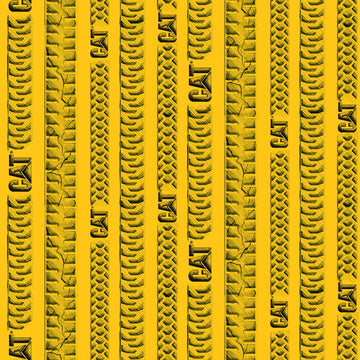 CAT Tracks Yellow Striped Fabric - C9103 - Riley Blake Quilting Cotton Fabric Official Licensed Product