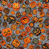 Creepin' It Real Pumpkin Toss Gray Halloween Fabric - 30387 - QT Fabrics Quilting Cotton Fabric