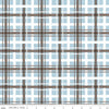 Image of Covered Bridges in Winter Plaid Iceberg quilting cotton fabric by Tara Reed for Riley Blake Designs. Features plaid on a blue background. Cute Little Fabric Shop.