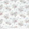 Image of Covered Bridges in Winter Trees Snow quilting cotton fabric by Tara Reed for Riley Blake Designs. Features trees on a white background. Cute Little Fabric Shop.