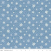 Image of Covered Bridges in Winter Snowflakes Blue quilting cotton fabric by Tara Reed for Riley Blake Designs. Features snowflakes on a blue background. Cute Little Fabric Shop.