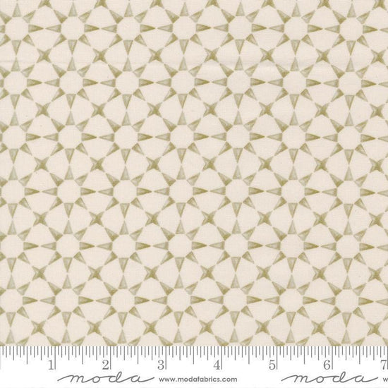Image of Silent Night Star Mosaic Lamb quilting cotton fabric by Watercolour Heart for Moda Fabrics. Features stars on a cream background. Cute Little Fabric Shop.
