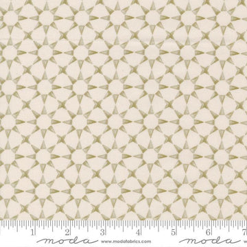 Image of Silent Night Star Mosaic Lamb quilting cotton fabric by Watercolour Heart for Moda Fabrics. Features stars on a cream background. Cute Little Fabric Shop.