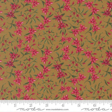 Image of Silent Night Star of Bethlehem North Sage quilting cotton fabric by Watercolour Heart for Moda Fabrics. Features flowers on a green background. Cute Little Fabric Shop.