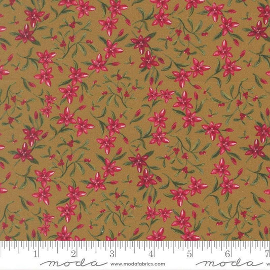 Image of Silent Night Star of Bethlehem North Sage quilting cotton fabric by Watercolour Heart for Moda Fabrics. Features flowers on a green background. Cute Little Fabric Shop.